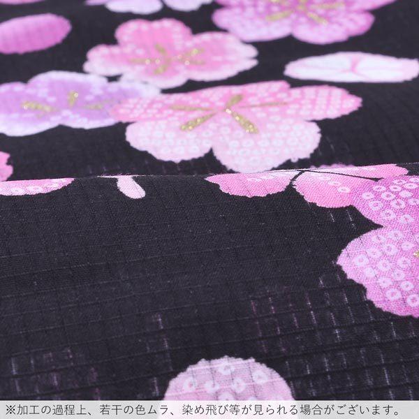 浴衣 子供 女の子 子供浴衣 単品 「黒地に桜と蝶」 100cm こども 子ども キッズ ジュニア ゆかた yukata 【メール便不可】
