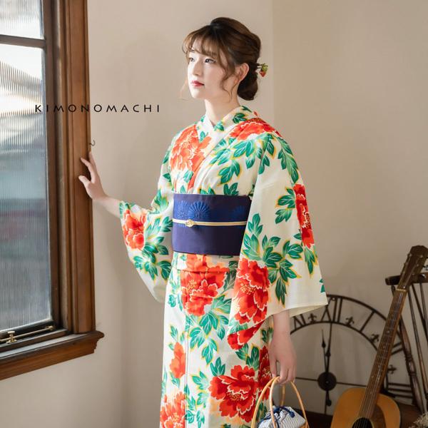 KIMONOMACHI 浴衣 レディース レトロ セット 3点セット 浴衣+帯+刺繍