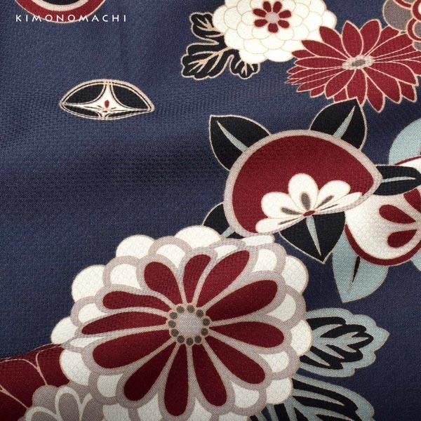 KIMONOMACHI 二尺袖着物 単品 「花紋散らし 紺青」 KIMONOMACHI