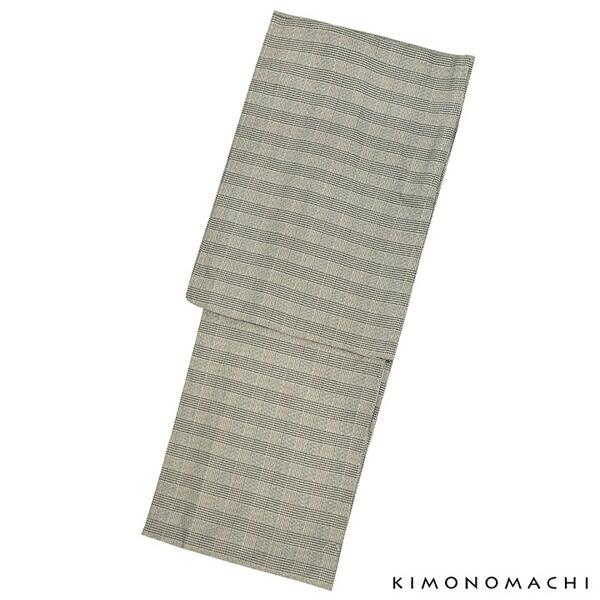 洗える着物 木綿着物と木綿名古屋帯の2点セット「グレーグレンチェック+ナンバープレート」サイズ M/L  木綿きものセット コーディネート済み着物セット コットン着物 コットン帯 小紋 単衣 レディース カジュアル着物 キモノ 【メール便不可】　KIMONOMACHI オリジナル KIMONOMACHI 洗える着物 木綿着物と木綿名古屋帯の2点セット 「グレー