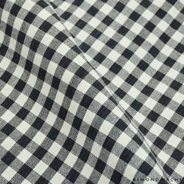 KIMONOMACHI 洗える着物 木綿着物と木綿名古屋帯の2点セット 「黒