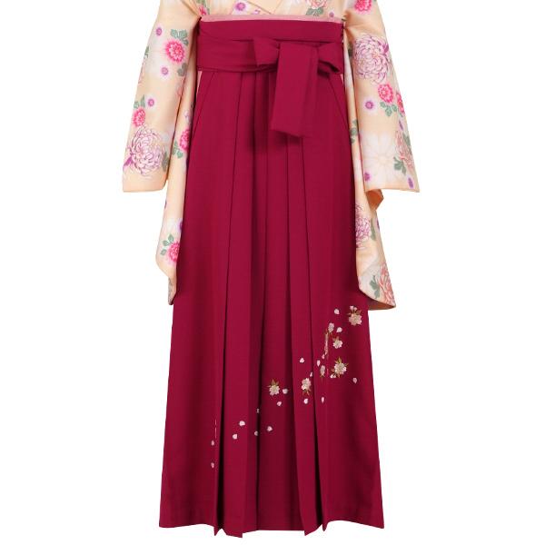 【中古品】卒業式袴セット 「二尺袖:紺 藤に菊梅+袴:ローズピンク×刺繍」 貸衣装処分 レンタル処分品 二尺袖 袴 卒業式、謝恩会に 【メール便不可】