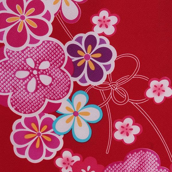 【中古品】卒業式袴セット 「二尺袖:赤 疋田梅+袴:抹茶×七宝花 刺繍」 貸衣装処分 レンタル処分品 二尺袖 袴 卒業式、謝恩会に 【メール便不可】