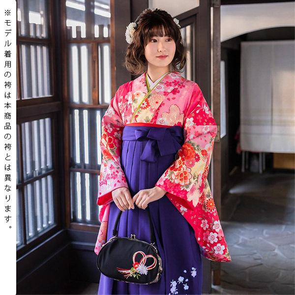 【中古品】卒業式袴セット 「二尺袖:ピンク 桜に花紋+袴:青紫×無地」 貸衣装処分 レンタル処分品 二尺袖 袴 卒業式、謝恩会に 【メール便不可】