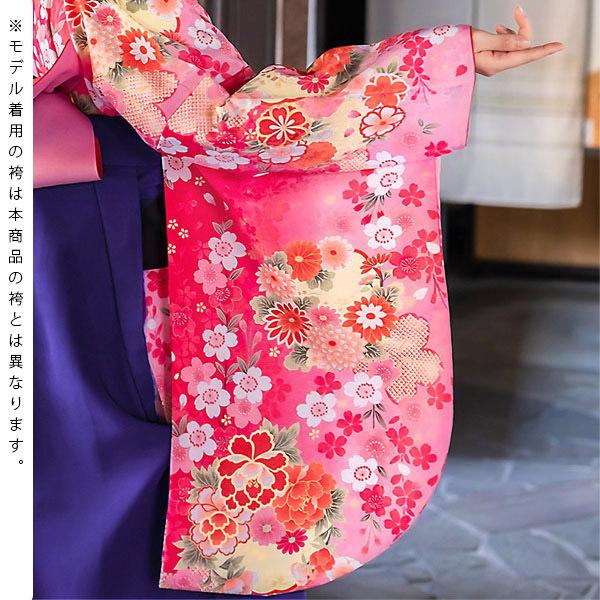 中古品)卒業式袴セット 「二尺袖:ピンク 桜に花紋+袴:青紫 中古品)卒業式袴セット 「二尺袖:ピンク 桜に花紋+袴:青紫