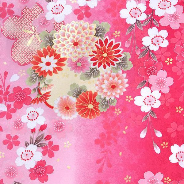 【中古品】卒業式袴セット 「二尺袖:ピンク 桜に花紋+袴:青紫×無地」 貸衣装処分 レンタル処分品 二尺袖 袴 卒業式、謝恩会に 【メール便不可】
