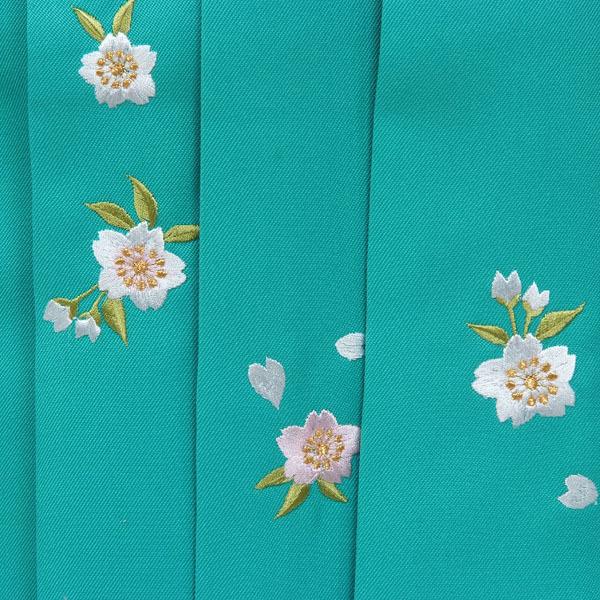 【中古品】卒業式袴セット 「二尺袖:ピンク 梅尽くし+袴:ターコイズブルー×桜 刺繍」 貸衣装処分 レンタル処分品 二尺袖 袴 卒業式、謝恩会に 【メール便不可】