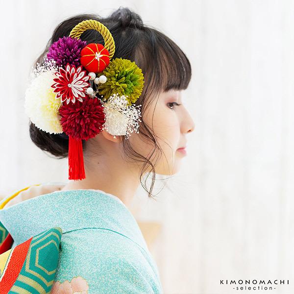 髪飾り 成人式 花髪飾り コーム Uピン 2点セット 「マムとタッセル