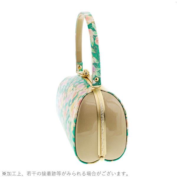 振袖草履バッグセット 「エナメル調、青緑色 しだれ桜 」Fサイズ(M〜L 