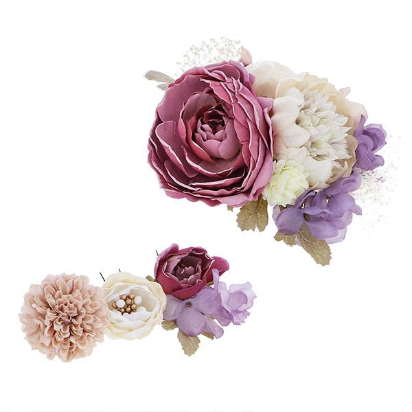 髪飾り 成人式 花髪飾り フラワーコーム Uピン 4点セット