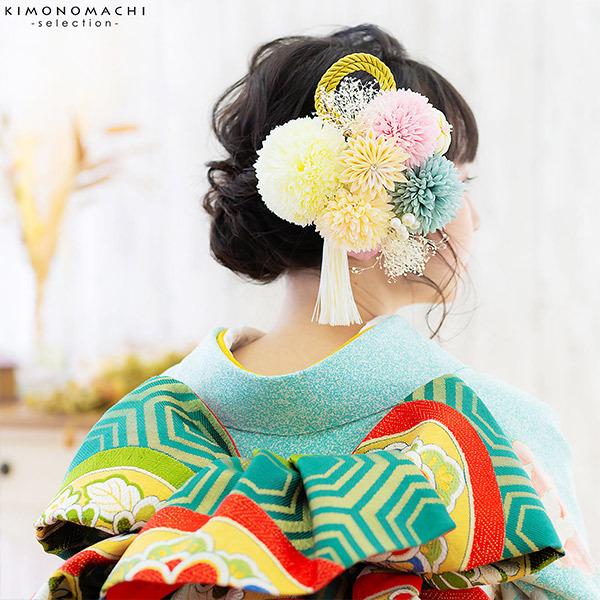 髪飾り 成人式 花髪飾り コーム Uピン 2点セット「マムとタッセル