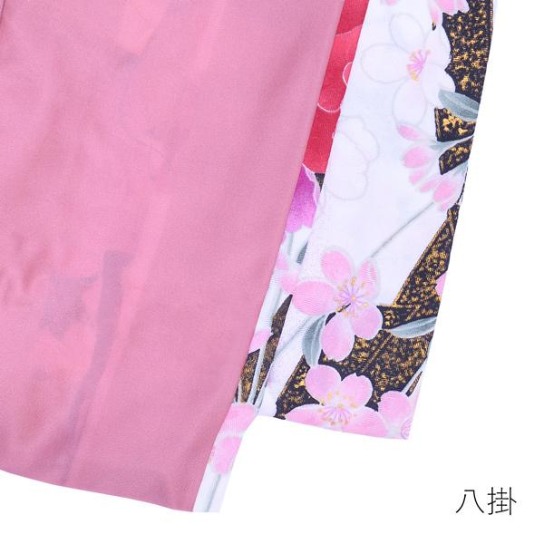 Prices down2）袷着物 単品「ピンクぼかし 薔薇と桜」フリーサイズ