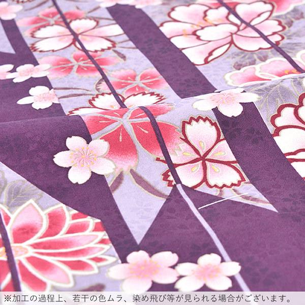 Prices down2）袷着物 単品「赤紫 矢羽根・牡丹」フリーサイズ 着物 
