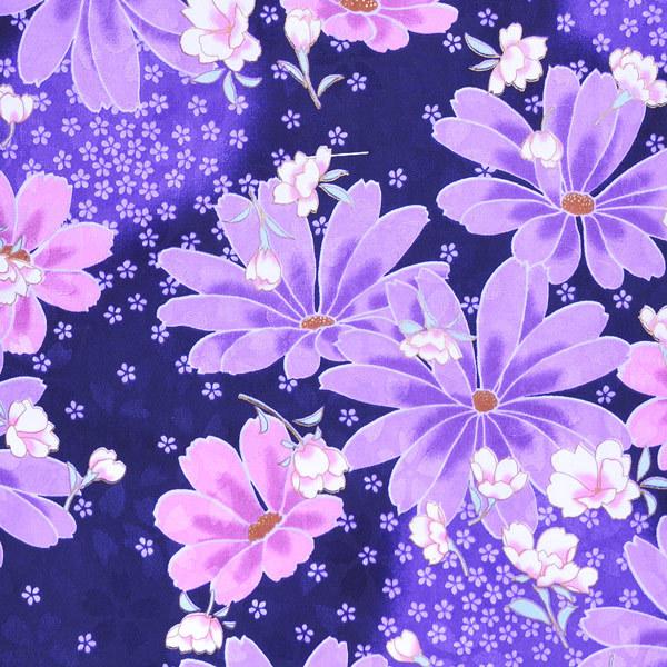 Prices down2）袷着物 単品「濃紫 花々と桜」フリーサイズ 着物 小紋