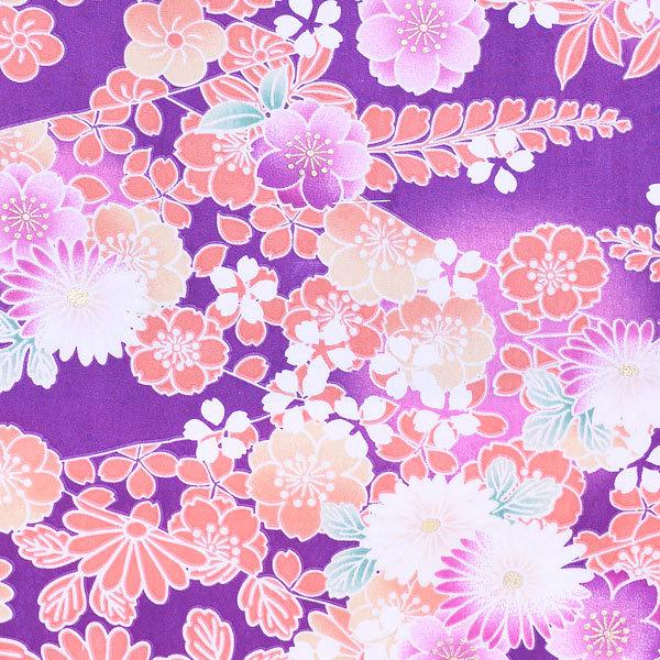 Prices down2）袷着物 単品「オレンジストライプ 紫雪輪に桜と菊