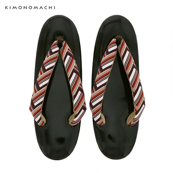 草履 レディース カジュアル草履 「ブラウン系　レトロストライプ」 草履単品 日本製 痛くなりにくい ウレタン草履 M・L・LLサイズ フリーサイズ 京都きもの町 KIMONOMACHI オリジナル 洒落草履 【メール便不可】