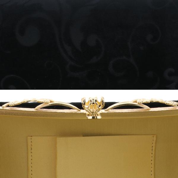 振袖草履バッグセット 「黒×ゴールド 唐草模様」 Fサイズ 振袖草履