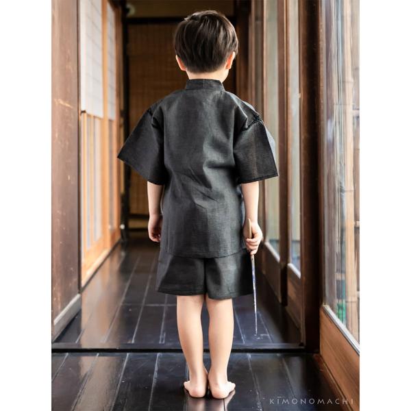 男の子甚平「墨黒縞」 子供甚平 90cm 100cm 110cm 120cm 130cm 140cm