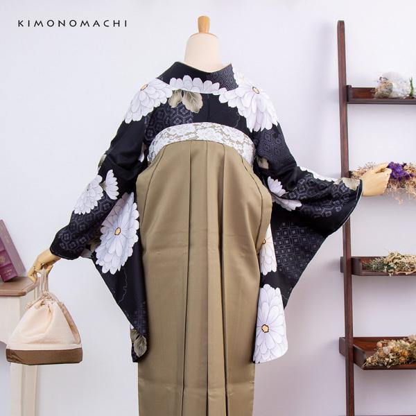 二尺袖着物 単品 「黒　雪輪取りに八重菊」 お仕立て上がり レディース 洗える着物 二尺袖 着物 袴に合わせて 卒業式 謝恩会に 【メール便不可】