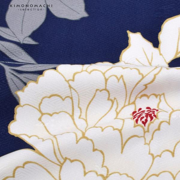 二尺袖着物 単品 「紺青　牡丹」 お仕立て上がり レディース 洗える着物 二尺袖 着物 袴に合わせて 卒業式 謝恩会に 【メール便不可】