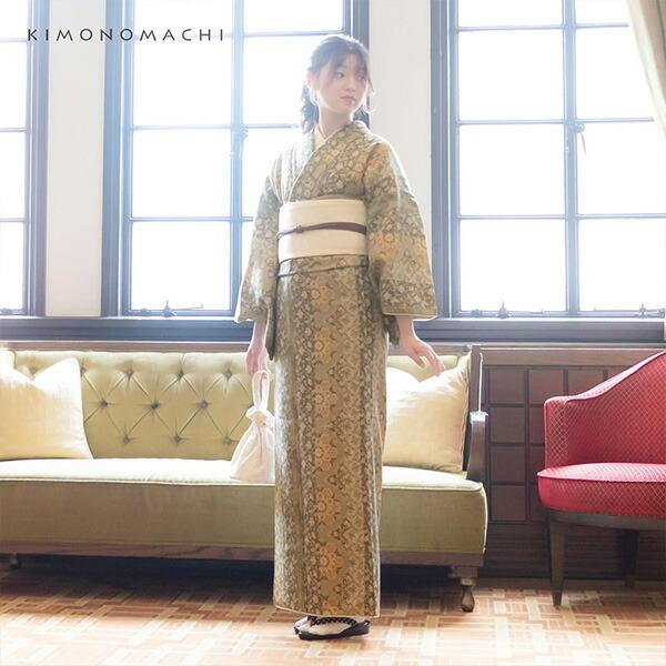 KIMONOMACHI 洗える着物 セット 「袷着物:縞更紗利休+京袋帯 KIMONOMACHI 洗える着物 セット 「袷着物:縞更紗利休+京袋帯