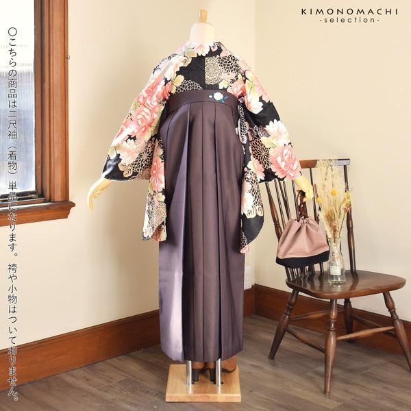 二尺袖着物 単品「黒地 菊」お仕立て上がり レディース 洗える 二尺袖着物 単品「黒地 菊」お仕立て上がり レディース 洗える