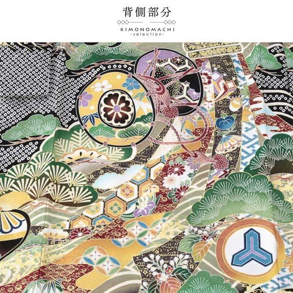 男の子のお宮参り産着 祝い着 「黒地 疋田に鷹、松」 熨斗目 のしめ 