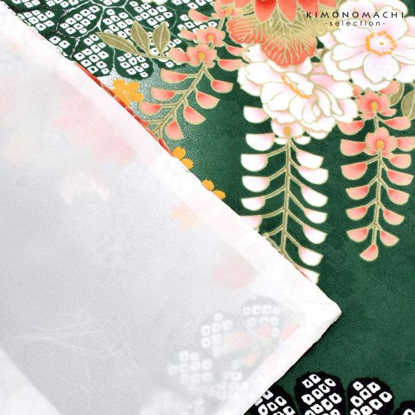 二尺袖着物 単品「緑黒ボカシ地 菊に藤」お仕立て上がり レディース 洗える着物 二尺袖 着物 袴に合わせて 卒業式 謝恩会に 通常丈 長着 カジュアル着物 【メール便不可】＜H＞ 二尺袖着物 単品 「緑黒ボカシ地 菊に藤」 お仕立て上がり レディース