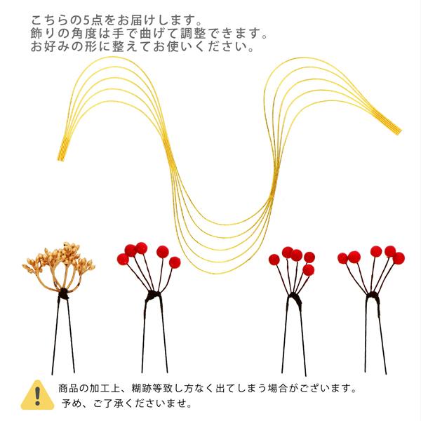 髪飾り 成人式 卒業式 5点セット 「ゴールド×レッド 木の実と