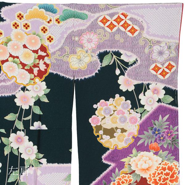 【新古品】お仕立て上がり 振袖単品 「藍鉄色地 絞りの霞 枝垂桜に辻が花模様」 トールサイズ 振袖 振り袖 成人式 結婚式 結納 パーティー 【メール便不可】ss2512fml10 新古品)お仕立て上がり 振袖単品 「藍鉄色地 絞りの霞、枝垂桜に辻が花