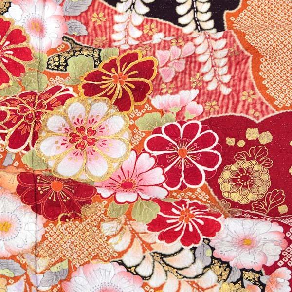 新古品)お仕立て上がり 振袖単品 「黒紫 雲取りに辻が花」 振り袖 着物