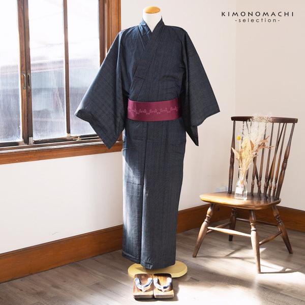 浴衣 両面染め メンズ 男性用浴衣 単品 お仕立て上がり浴衣 プレタ 「黒地 千筋縞×鮫」 M、L、LL サイズ 花火大会 夏祭り フェス 男性用 男性浴衣 メンズ浴衣 ゆかた men's yukata 【メール便不可】