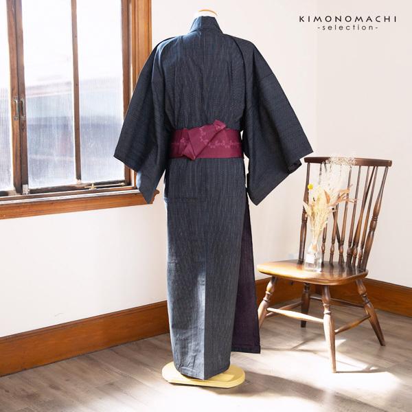 浴衣 両面染め メンズ 男性用浴衣 単品 お仕立て上がり浴衣 プレタ 「黒地 千筋縞×鮫」 M、L、LL サイズ 花火大会 夏祭り フェス 男性用 男性浴衣 メンズ浴衣 ゆかた men's yukata 【メール便不可】