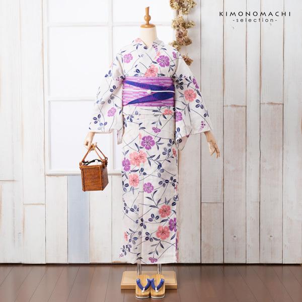 浴衣 レディース 単品 お仕立て上がり浴衣 プレタ「花子倶楽部：生成り