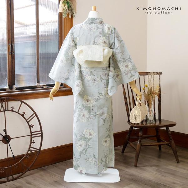 浴衣 レディース 単品 お仕立て上がり浴衣 プレタ 「グレー アネモネ