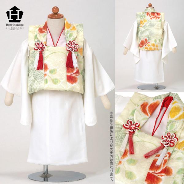 ベビー着物 セット 「鷹・雪芝、兜・七宝繋ぎ、疋田・花、牡丹 ベビー着物 セット 「鷹・雪芝、兜・七宝繋ぎ、疋田・花、牡丹