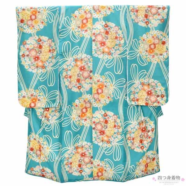 専用☆薄いブルーに大きな花薬玉が素敵☆七五三７歳フルセット 七五三 7歳着物 レンタル フルセット 水色 花薬玉に立湧 女の子