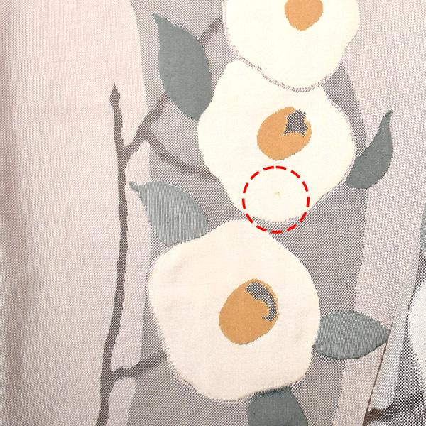 【中古品】仕立て上がり 袋帯 「薄グレーに白椿」 洒落帯 【メール便不可】