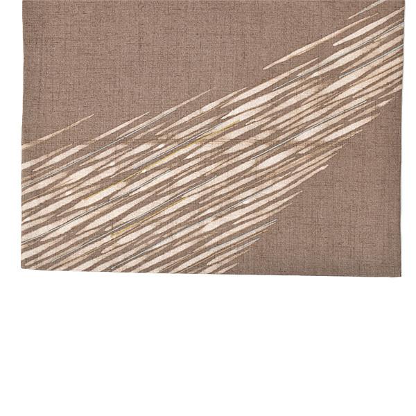 【新古品】「黄枯茶　モダン　閃光　斜め文様」仕立て上がり 袋帯 お太鼓柄 正絹【メール便不可】