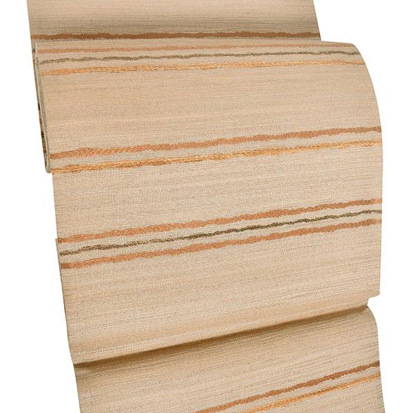 【新古品】「洗柿、小麦色、焦げ茶、洗い朱　横段」仕立て上がり 袋帯 全通柄 正絹【メール便不可】