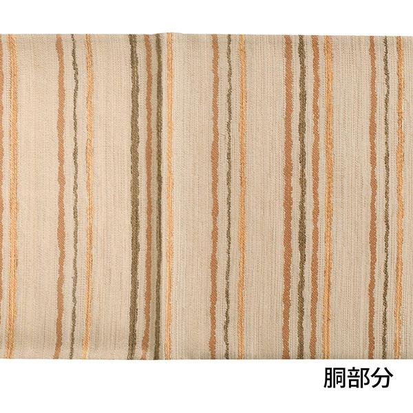 【新古品】「洗柿、小麦色、焦げ茶、洗い朱　横段」仕立て上がり 袋帯 全通柄 正絹【メール便不可】