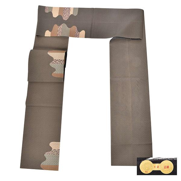 【中古品】「黒 粒つなぎ格子 寄せ小紋文様」仕立て上がり 袋帯 お太鼓柄 正絹【メール便不可】