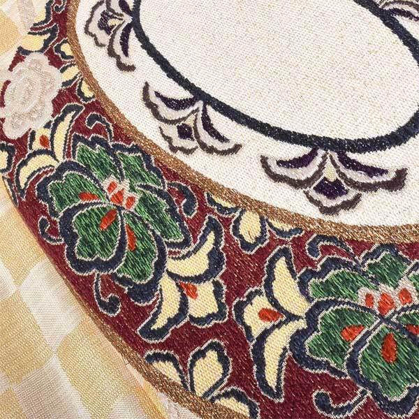 【新古品】「ゴールド　市松に太鼓」仕立て上がり 袋帯 お太鼓柄 礼装用【メール便不可】