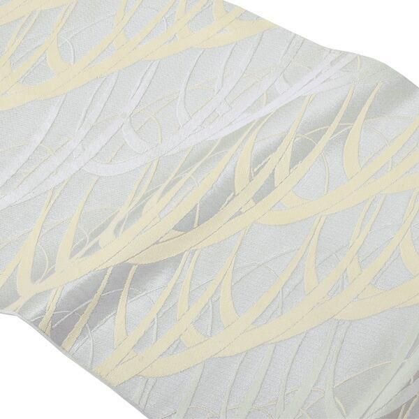 【中古品】仕立て上がり 袋帯 「銀　白×練色　旋風」 礼装 人間国宝 北村武資作【メール便不可】