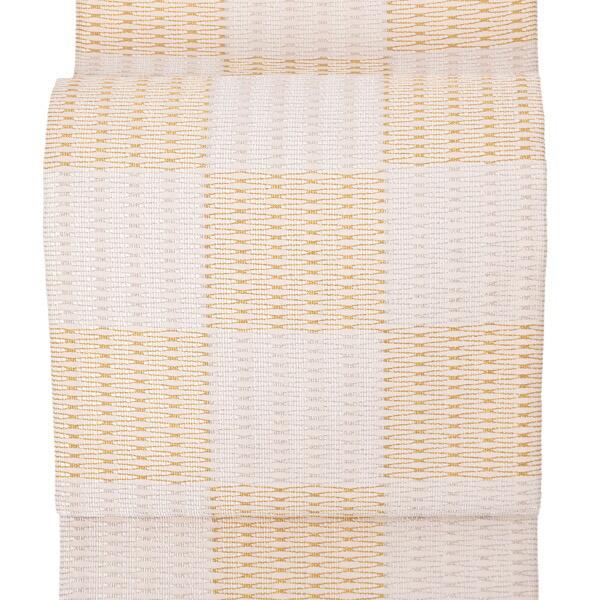 中古品)仕立て上がり 袋帯 「織繧繝 市松魚々子縞 金×銀×生成り 中古品)仕立て上がり 袋帯 「織繧繝 市松魚々子縞 金×銀×生成り