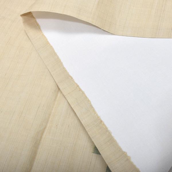 【中古品】仕立て上がり 九寸名古屋帯 「生成りに緑の十字絣」 開き仕立て 上布 洒落帯 【メール便不可】ss2512ong20 中古品)仕立て上がり 九寸名古屋帯 「生成りに緑の十字絣」 開き仕立て