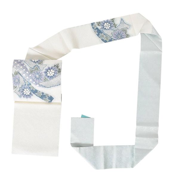 Prices down2）帯 新古品 美品 「白地 総絞り 花に蔓帯」 仕立て上がり  