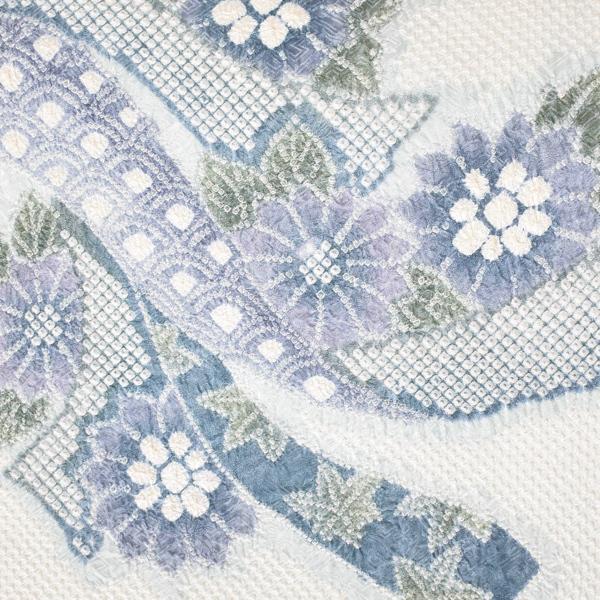 Prices down2）帯 新古品 美品 「白地 総絞り 花に蔓帯」 仕立て上がり  