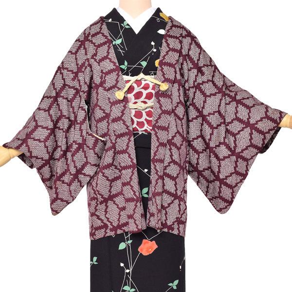 Prices down）(中古品)羽織 「紫に麻の葉 鹿の子絞り」 正絹 総絞り 
