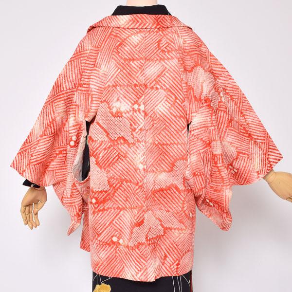 Prices down2)(中古品)羽織 「オレンジ 花」 正絹 総絞り Prices down2)(中古品)羽織 「オレンジ 花」 正絹 総絞り